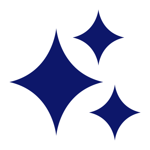 Icône bleu marine d’étoiles, symbole d’avis clients positifs, de qualité et de satisfaction.